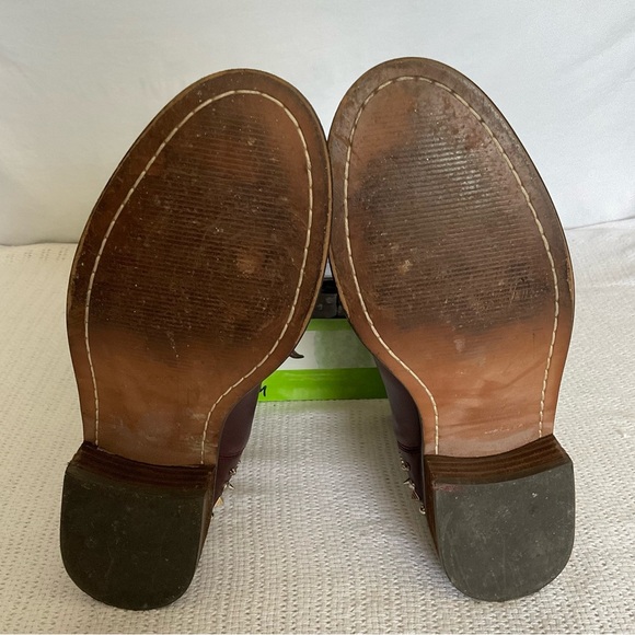 Sam Edelman Burgundy and Gold Ankle Boots with Chunky Heel - Picture 7 of 8